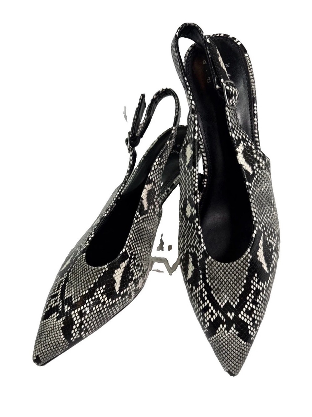 a new day Black & White Snake-Print Pointed Slingback Heels